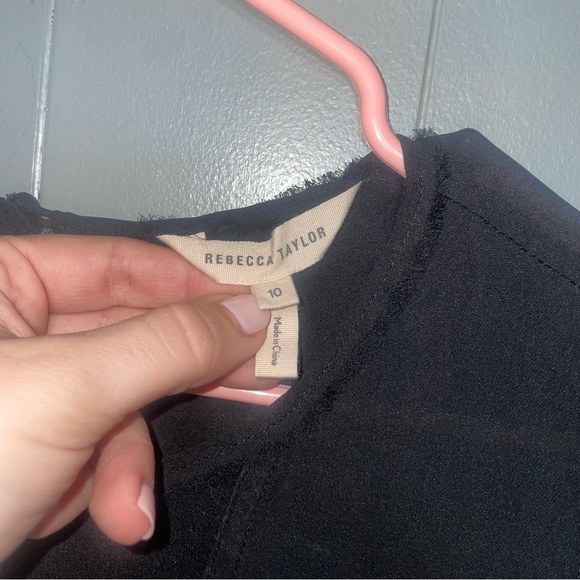 Rebecca Taylor Charlie Silk Top in Black Size 10 - Picture 4 of 9